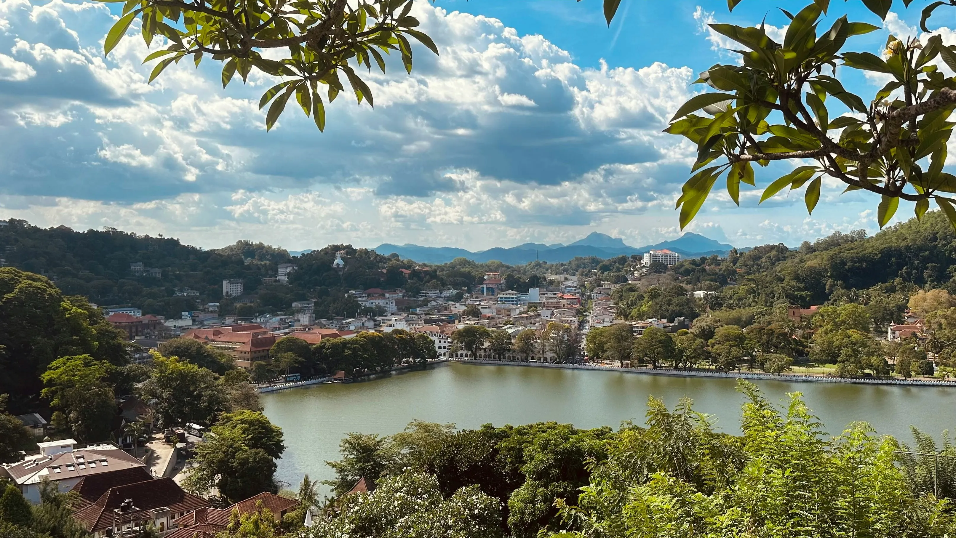 Panoramic view of Kandy city and Kandy Lake from a hillside viewpoint